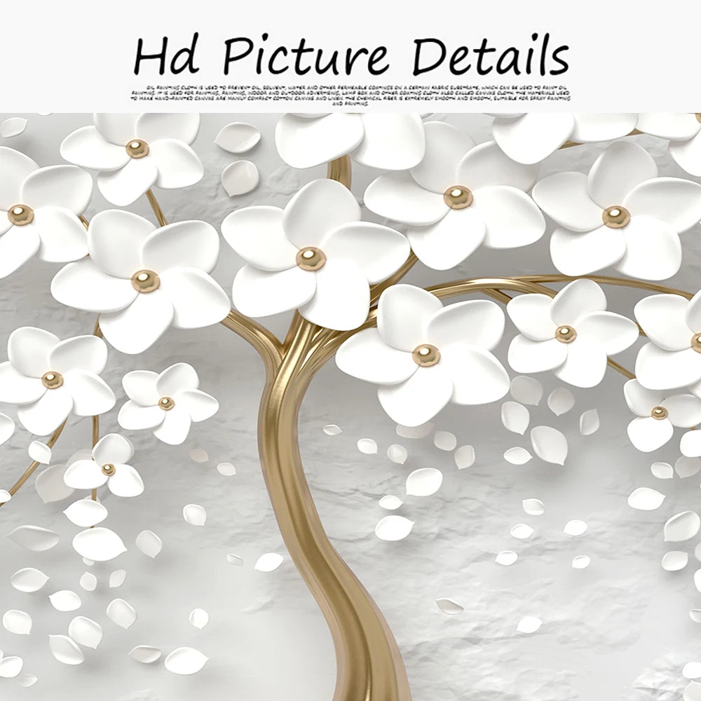 Abstract 3D White Flowers Canvas