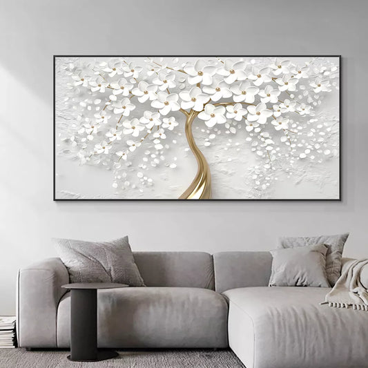 Abstract 3D White Flowers Canvas