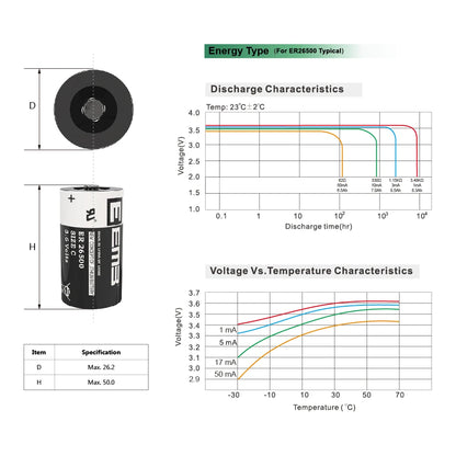 EEMB ER26500 C Size Battery 3.6V Lithium Batteries