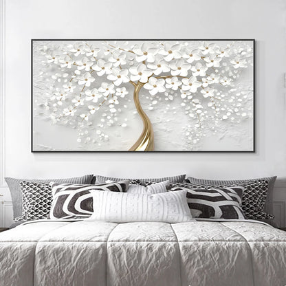 Abstract 3D White Flowers Canvas