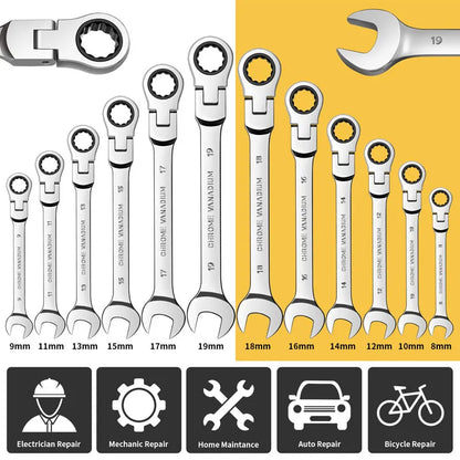 Flexible Pivoting Head Ratchet Wrench