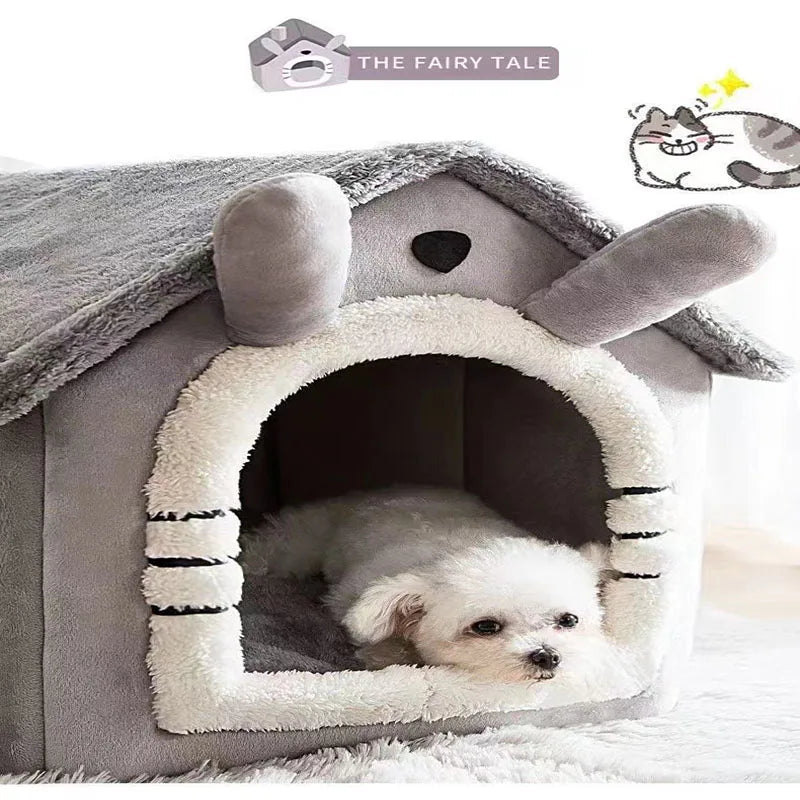 Plush fluffy dog bed