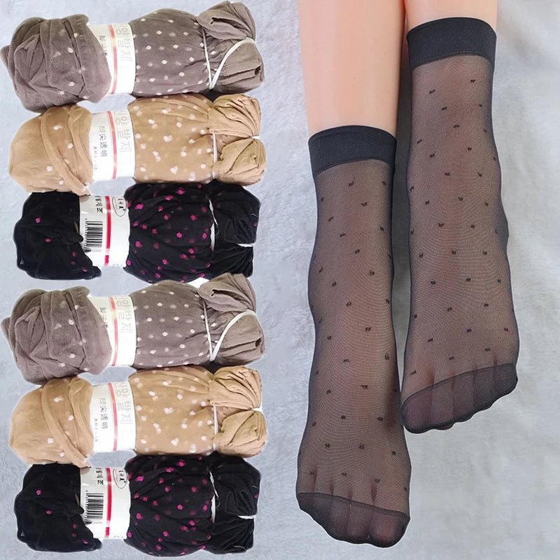 Black Dot Transparent Socks