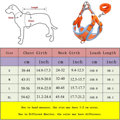 Dog Harness with 1.5m Traction Leash Set