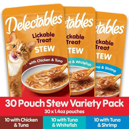 Stew Lickable Wet Cat Treats Variety Pack, 30 Count