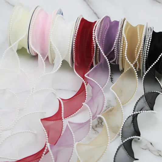 Pearl Edge Wave Organza Ribbon Lace 5 Yards