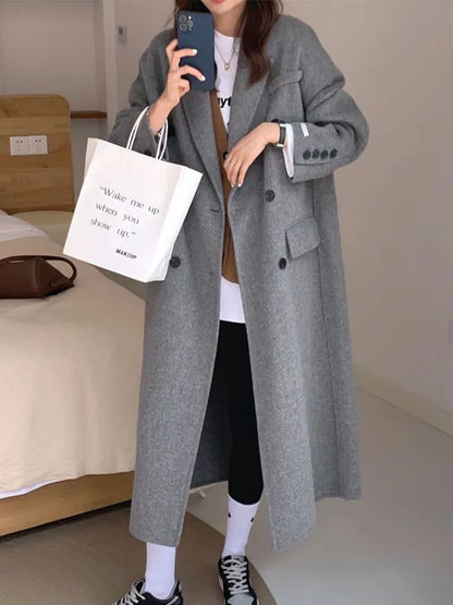 Winter Long Wool Women Coat