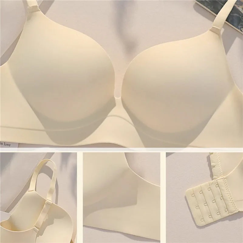 Women Seamless Lingerie Solid Small Breast Wireless Push Up Bra