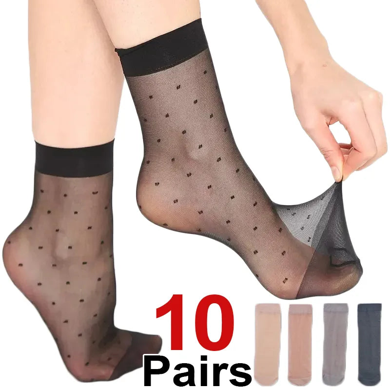 Black Dot Transparent Socks