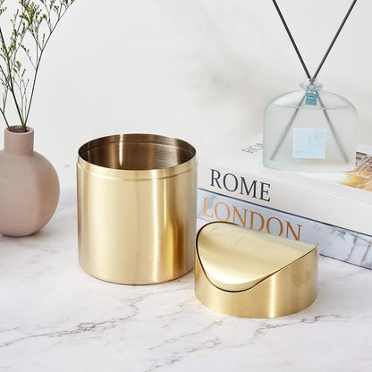 Golden Stainless Steel Garbage Bin