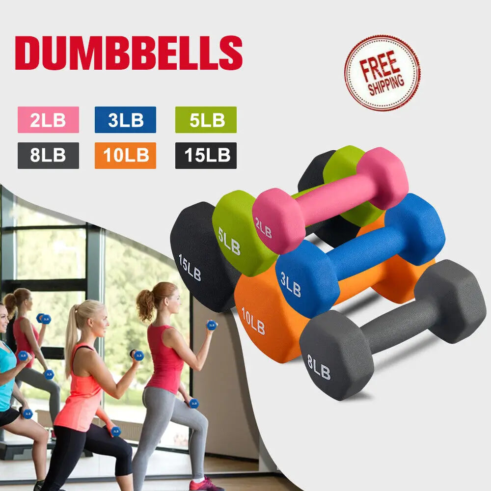 RELIFE 3-20lbs Hex Neoprene Coated Colorful Dumbbells