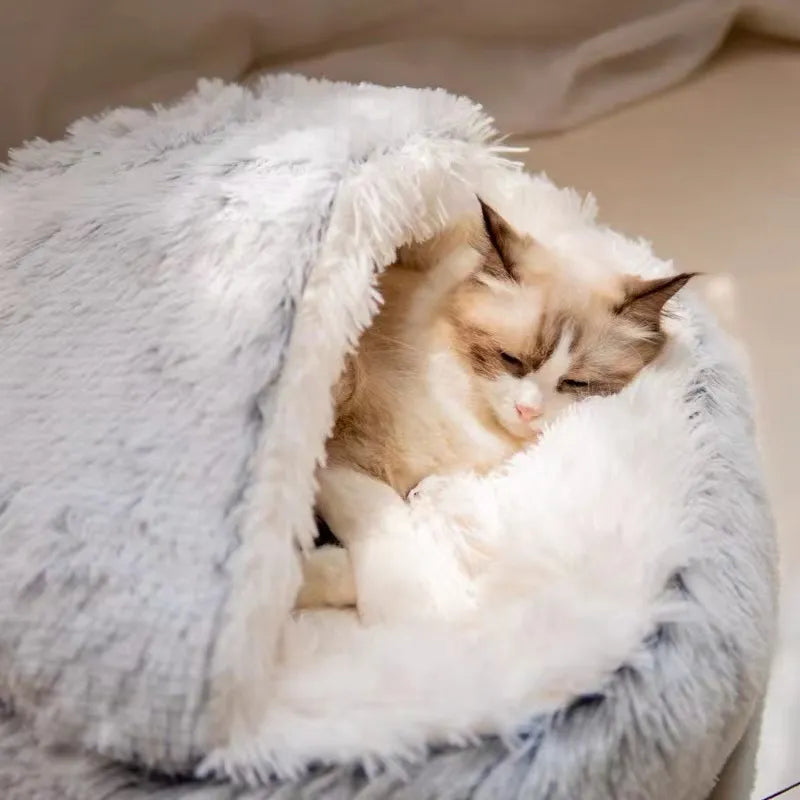 Round Long Plush  Pet Bed