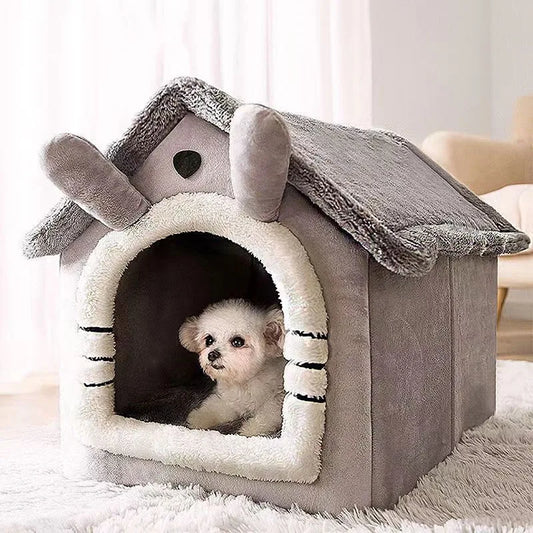 Plush fluffy dog bed