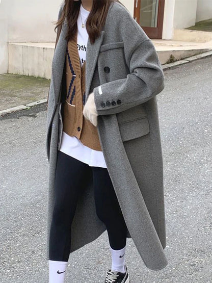 Winter Long Wool Women Coat