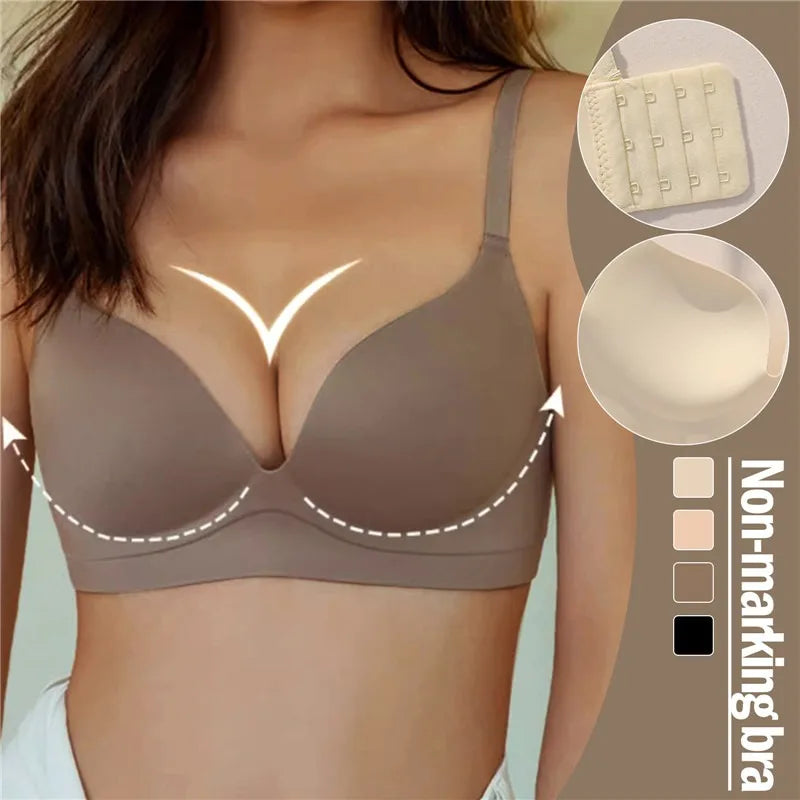 Women Seamless Lingerie Solid Small Breast Wireless Push Up Bra