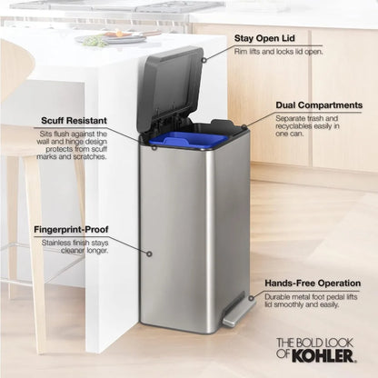 Dual Compartment 11 Gallon Trash Can