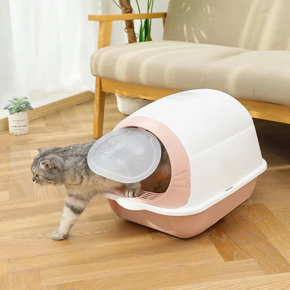 Fully Enclosed Large Cat Litter Box with Door