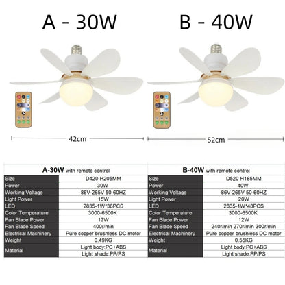 LED Fan Lamp Remote Control Ceiling Fan