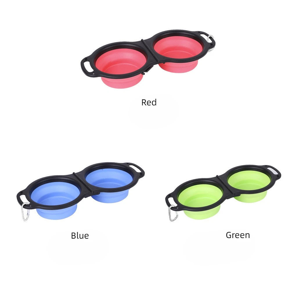 Portable Folding Feeding Double Pet Bowl