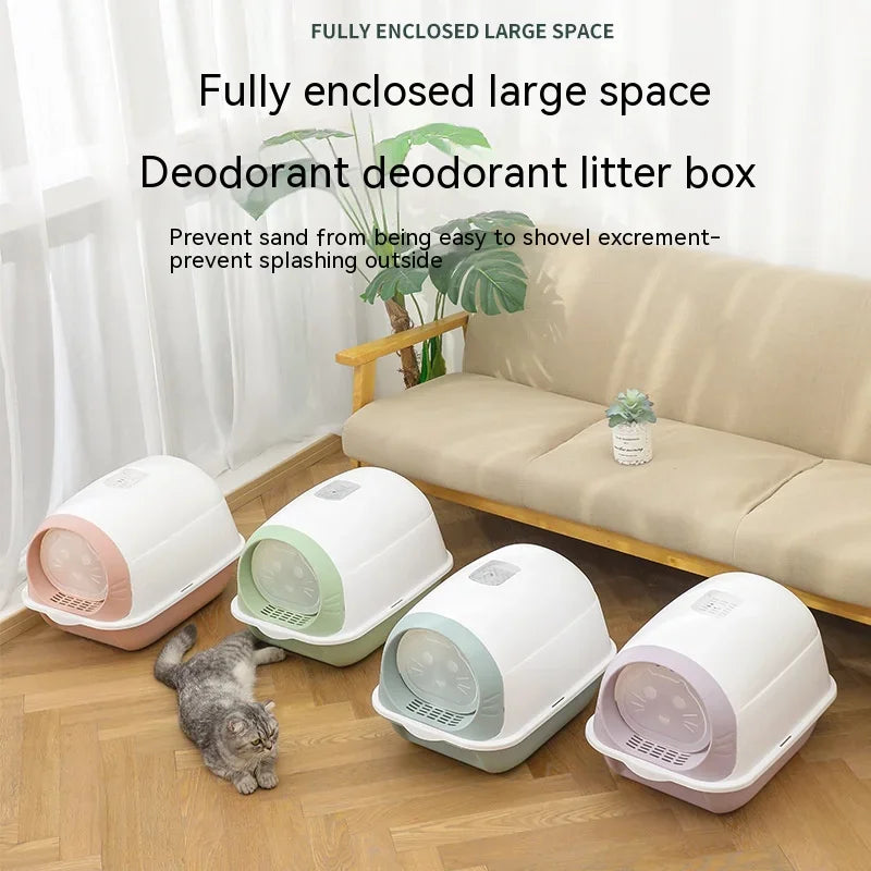 Fully Enclosed Large Cat Litter Box with Door